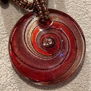 Italian Murano Style Art Glass Beaded Necklace 16”